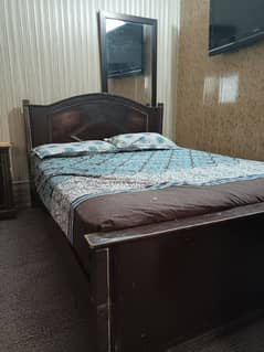 bed + mattress + two side tables