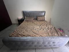 wooden double king size bed Grey color 10/10