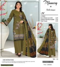 Free Dilvery  3pcs women's unstitched lawn Embroidered suit stock in70