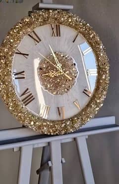 Luxury Handmade Resin Art Wall Clock Gold