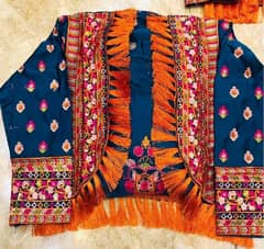 2 pcs women stitched embroidered maxi and jacket.
