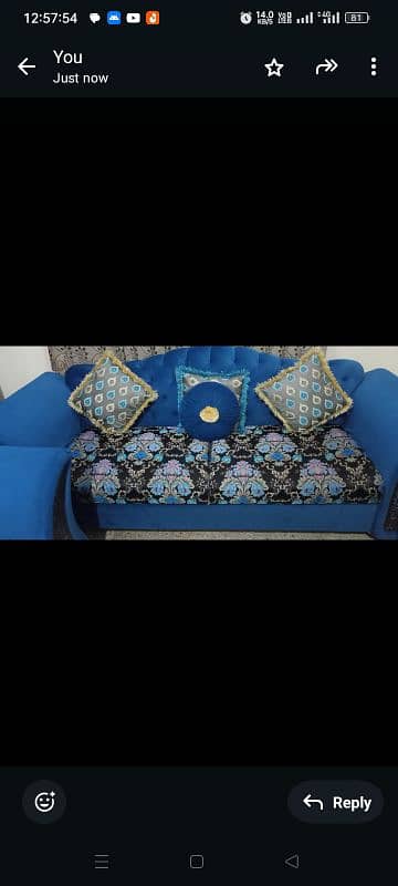 7 seaters sofa with table, 4 stools and cushions 1