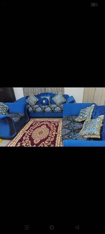 7 seaters sofa with table, 4 stools and cushions 2