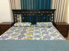 King size bed with side tables and dinning set (table & 4 chairs)