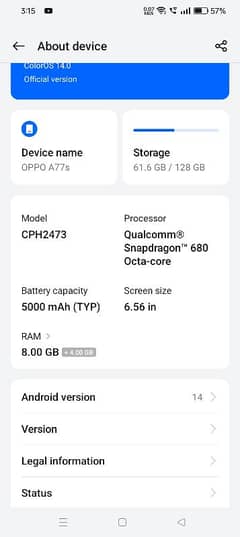 all ok condition 10by10 oppo a77s
