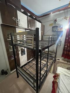 Double Story Iron Bed with 2 High-Quality Foam Mattresse