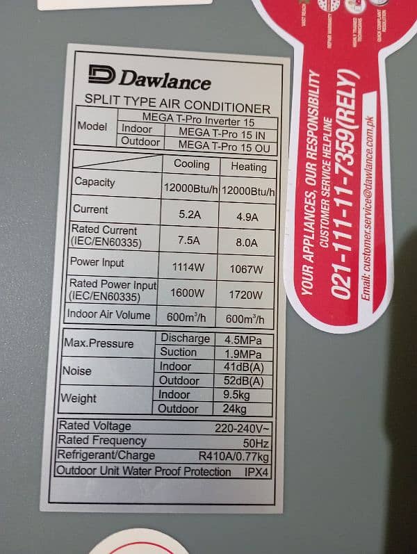 DAWLANCE (MEGA T-PRO) 1 TON SPLIT AC 3