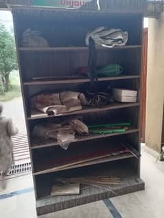 Wooden rack 6 shelves grey color