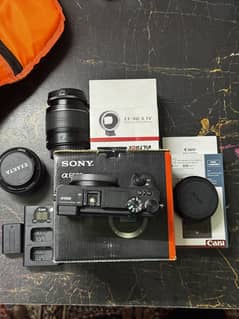 Sony A6500 with all accessories + 2 lens 50mm & canon18-55mm