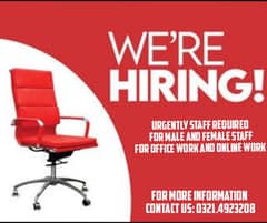 jobs required for Male and Female Staff