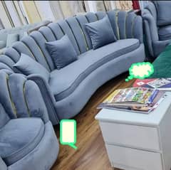 Round sofa set 5 seater with wood legs