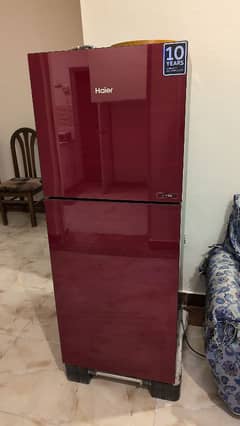 haier e star red glass fridge