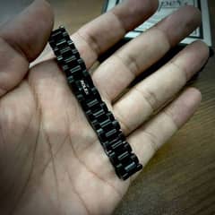 Black Rolex Crown Curb Link Bracelet for Men
