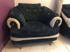 5 seater sofa set- blue and white- velvet