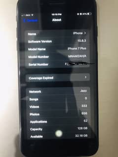 IPHONE 7+ PTA APPROVED 128GB FINGER NON WORKING