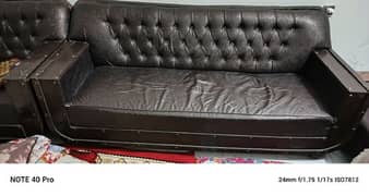 Sofa set 5 seater 3 + 2 Fresh look , durable dark brown color