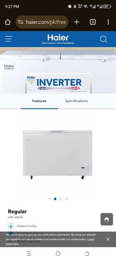 Haier HDF-405 SD Single Door Deep freezer 405 Liter White