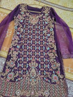 Beautiful Heavily Embroidered Purple Party Dress – For Sale