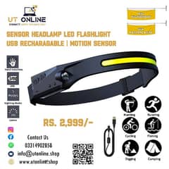 ENSOR HEADLAMP LED FLASHLIGHT USB RECHARAGABLE | MOTION SENSOR