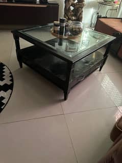 Wooden center table and side tables