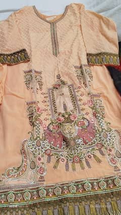 heavy embroidered three piece suit with silk dupatta