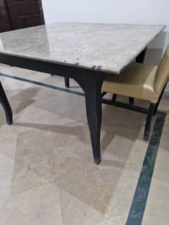 4x4 Feet,Thick Marble Slab Dinning table with 3 Chairs