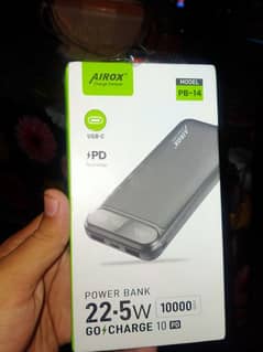 Airox power bank pb-14 model fast charge 22 watt with 10000 mah