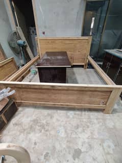 king size lasani wood bed with 2 side tables
