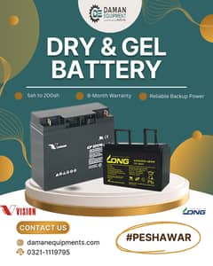 Long & Vision Dry Batteries | 5Ah to 200Ah | 9-Month Warranty 