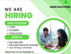Arise Solutions Hiring CSR's for UK's personal injury claim campaign.