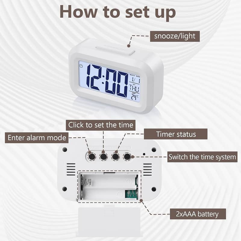 Alarm Clock with Automatic Sensor, Date & Temperature for car 17