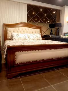 wooden bed set|bed dressing|side tables|luxury bed set|home furniture