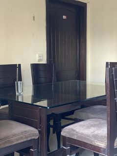 Classic Glass & Wood Dinning Table