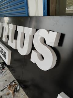 3D Sign Shop Board SS Steel Letters Acrylic Plastic Logo Fascia Decor