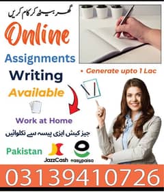 Online job available, Typing/Assignment/Data Entry/Ad posting etc