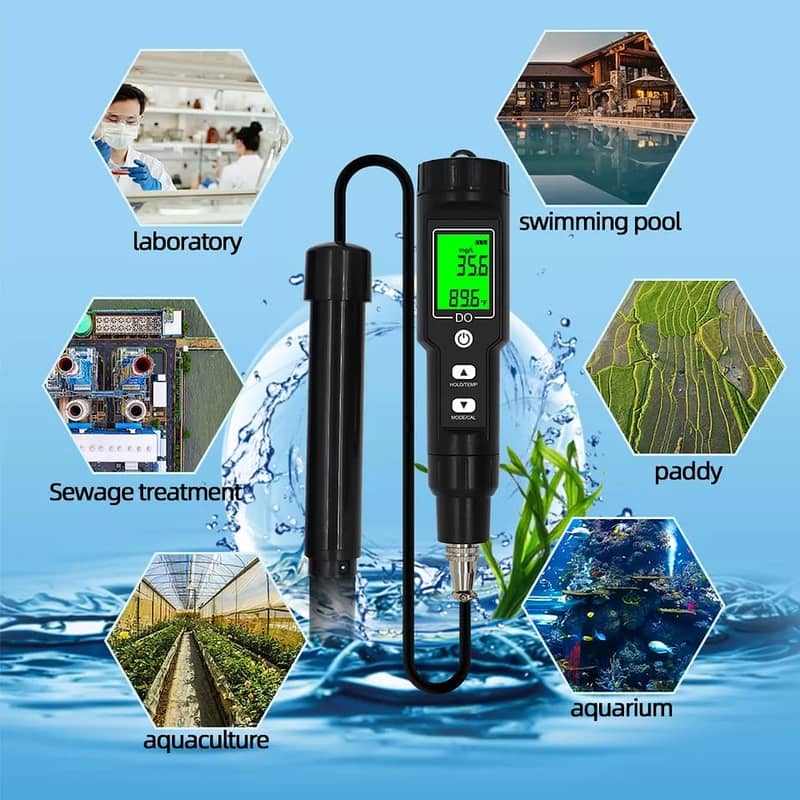 Digital Dissolved Oxygen DO Meter Professional Fi,sh Aqu,arium Meter 2