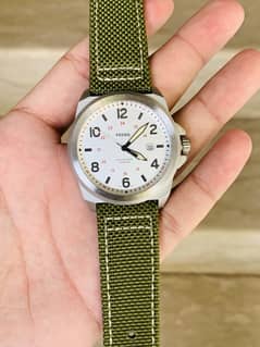 Fossil Bronson Three-Hand Date Olive Nylon Strap Original Watch