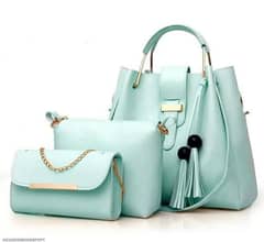 Woman's PU leather plain  hand pack send  3 pic and 5 pic