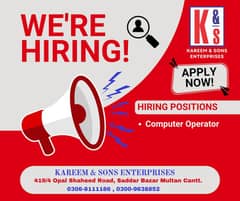 Job/Computer Operator Job/Computer Operator Required/Computer Operator