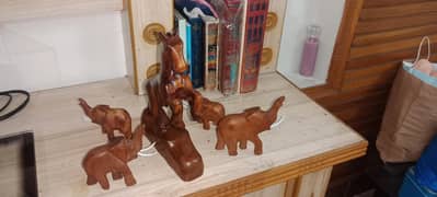 center/side table,wooden animals,coffee table set,chalk based painting
