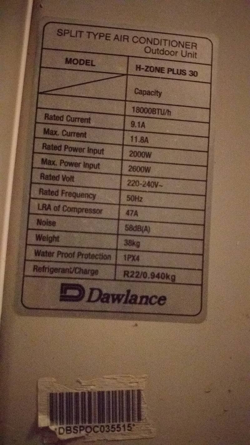 Dawlance Split AC 1.5 Ton 1