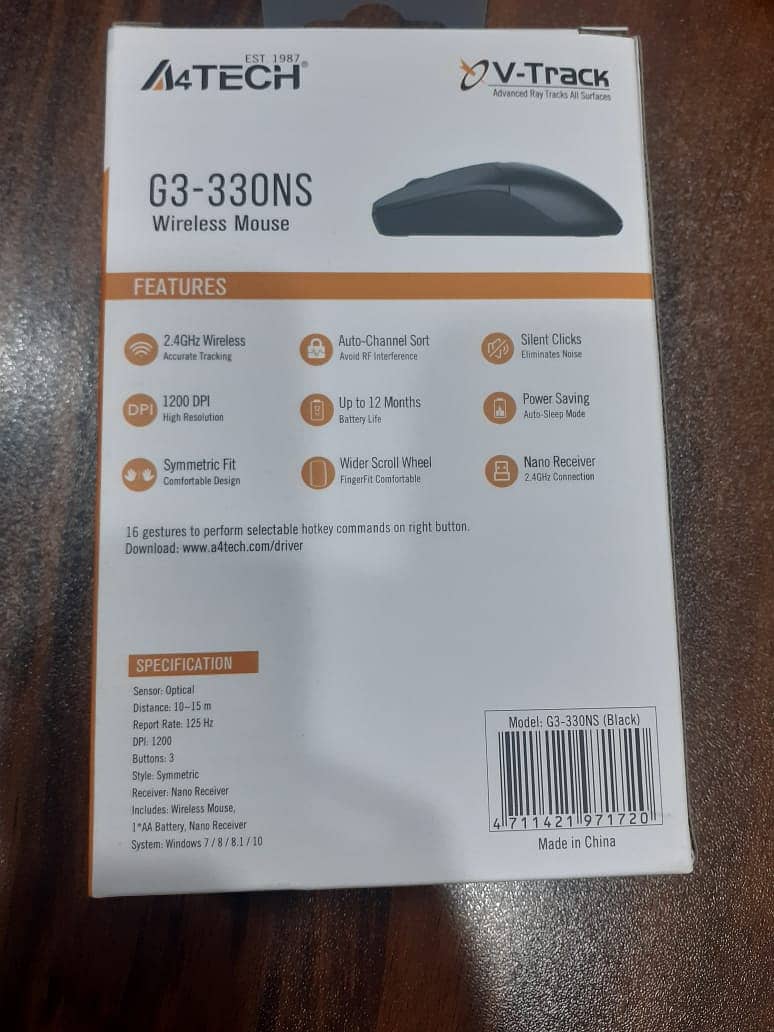 A4Tech G3-330NS Wireless Mouse - Silent Clicks 1