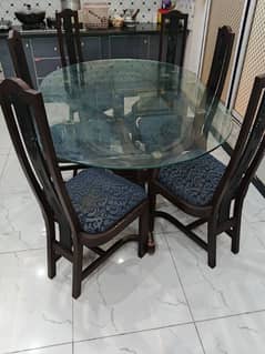 06 Chairs Glass Dinning Table