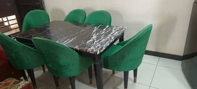 Marble dinning table with 6 chairs