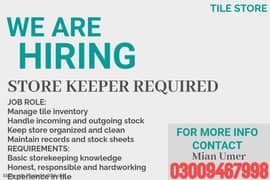 Tile Store Kipeer required