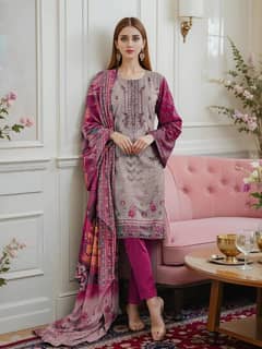 3 Pcs women's unstitched embroidered suit