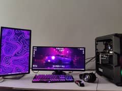 Gaming PC Setup Ultra wide Monitor with Headphones