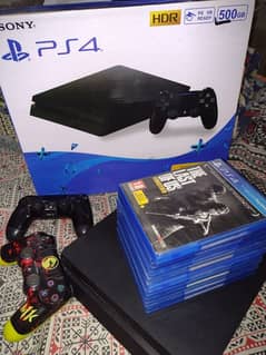 PS4 Slim 500GB (Non Jail Break) Console with 2 Controller with Games