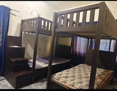2 wooden bunker beds