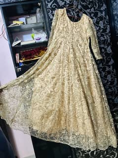 Peach net embellished dress